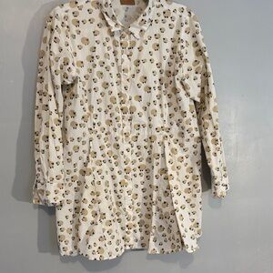 Cream Button-Front Tunic with Beige sheep Pattern